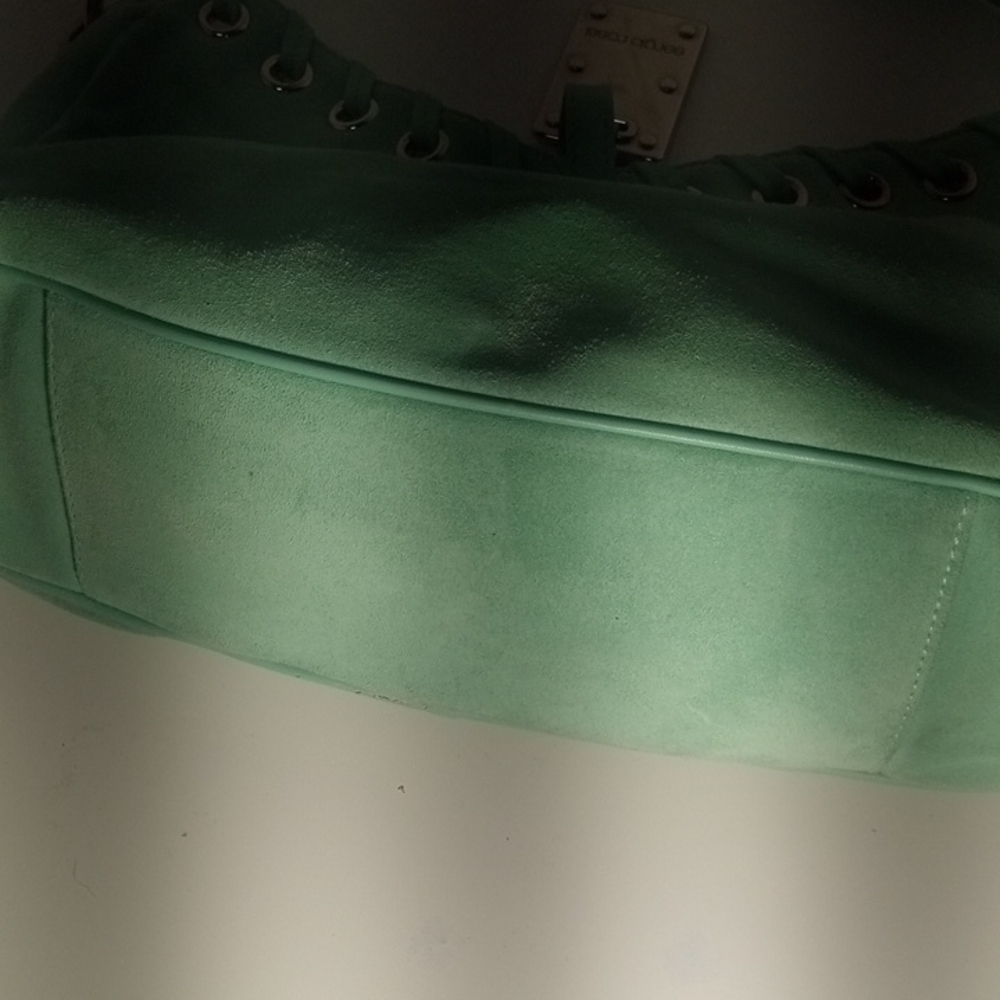 NWOT Mint Green Suede Shoulder Bag By Sergio Rossi - Picture 11 of 11